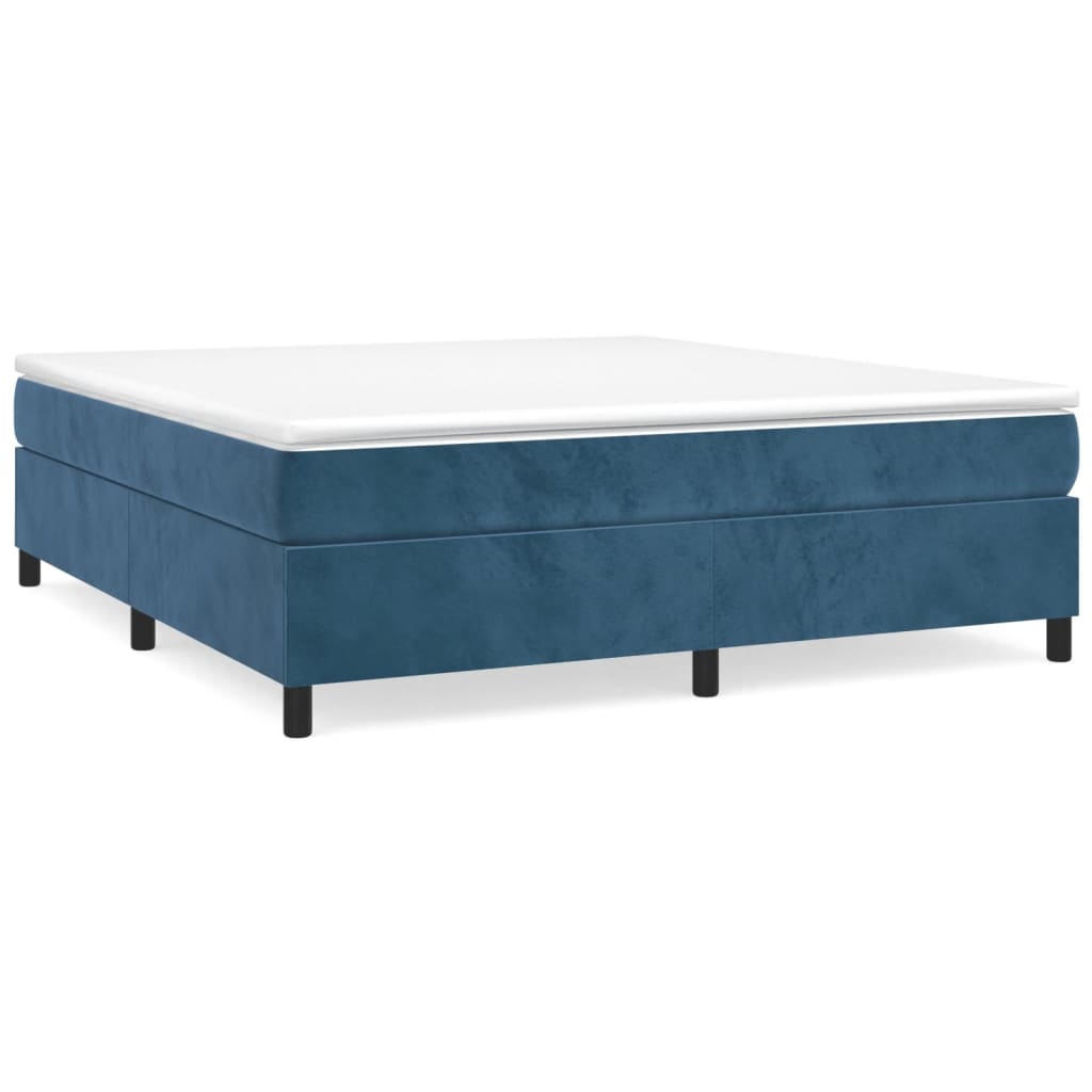 Boxspring sengeramme Mørkeblå 200x200 cm Fløjl