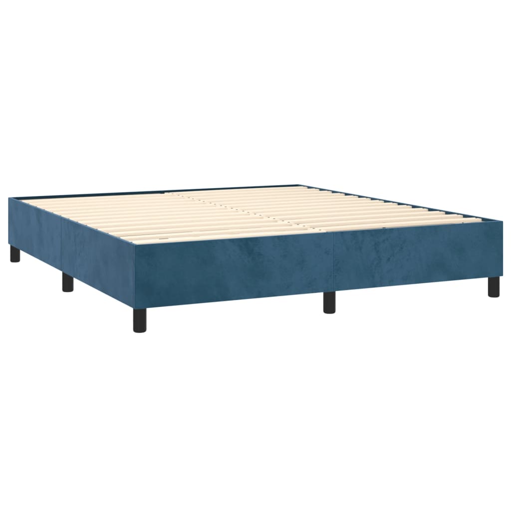 Boxspring sengeramme Mørkeblå 200x200 cm Fløjl