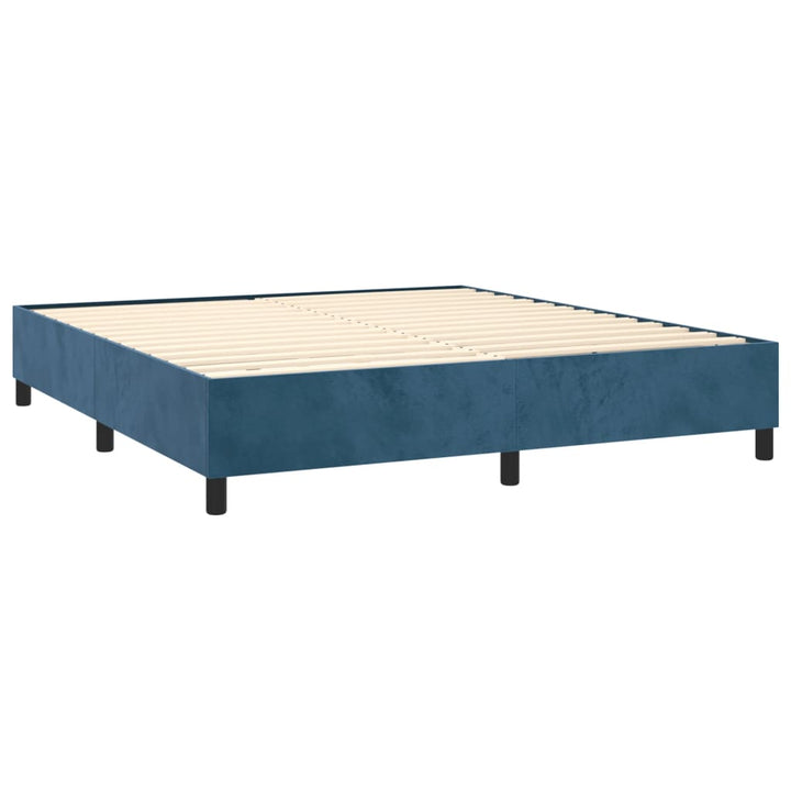 Boxspring sengeramme Mørkeblå 200x200 cm Fløjl
