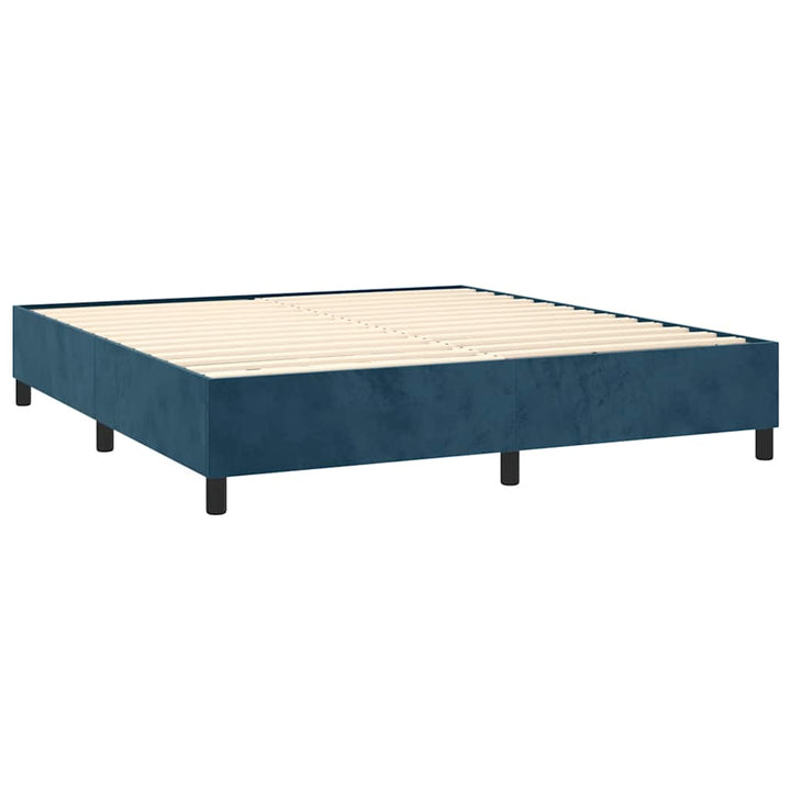 Boxspring sengeramme Mørkeblå 200x200 cm Fløjl