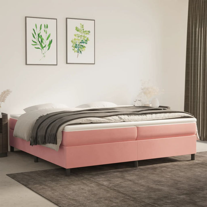 Boxspring sengeramme 200x200 cm fløjl pink