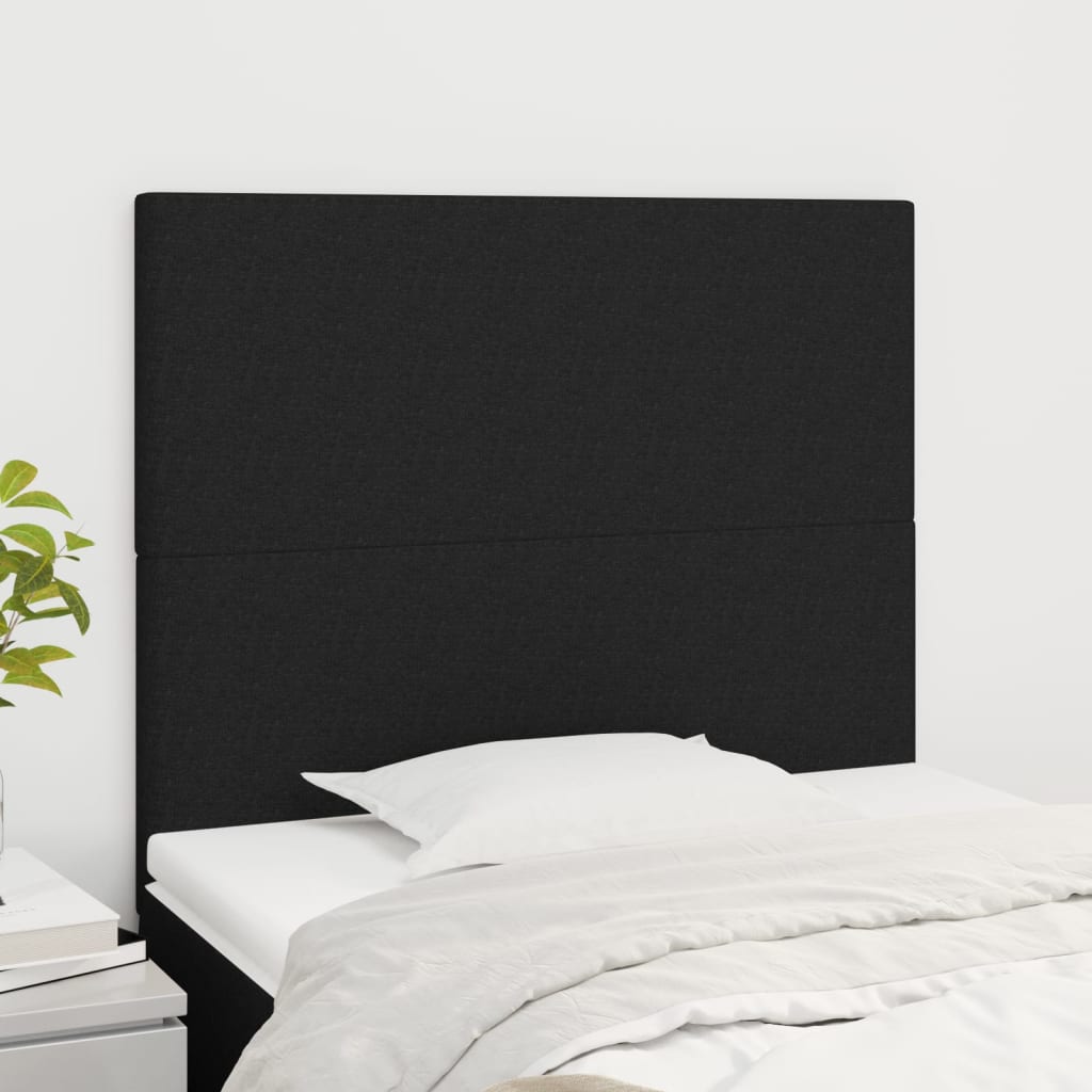 sengegavl sort 100x5x118/128 cm stof