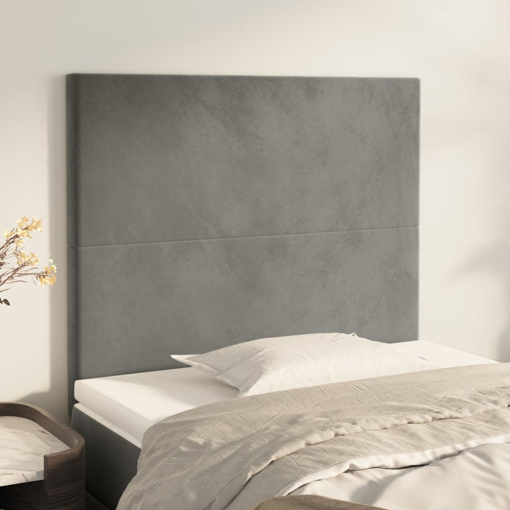 sengegavl lysegrå 80x5x118/128 cm fløjl