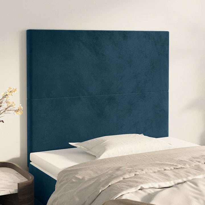 sengegavl mørkeblå 80x5x118/128 cm fløjl