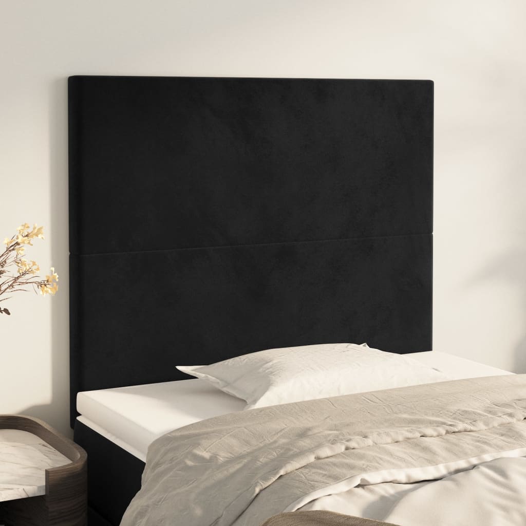 sengegavl sort 100x5x118/128 cm fløjl