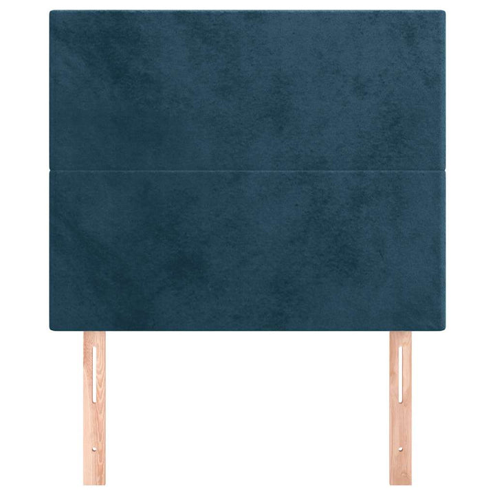 sengegavl mørkeblå 100x5x118/128 cm fløjl