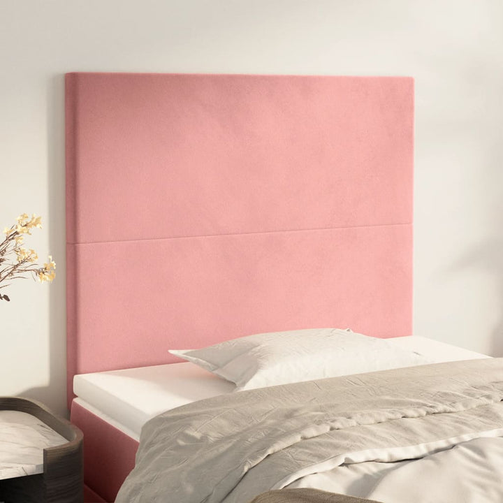 sengegavl lyserød 100x5x118/128 cm fløjl