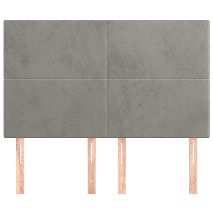 sengegavl lysegrå 144x5x118/128 cm fløjl