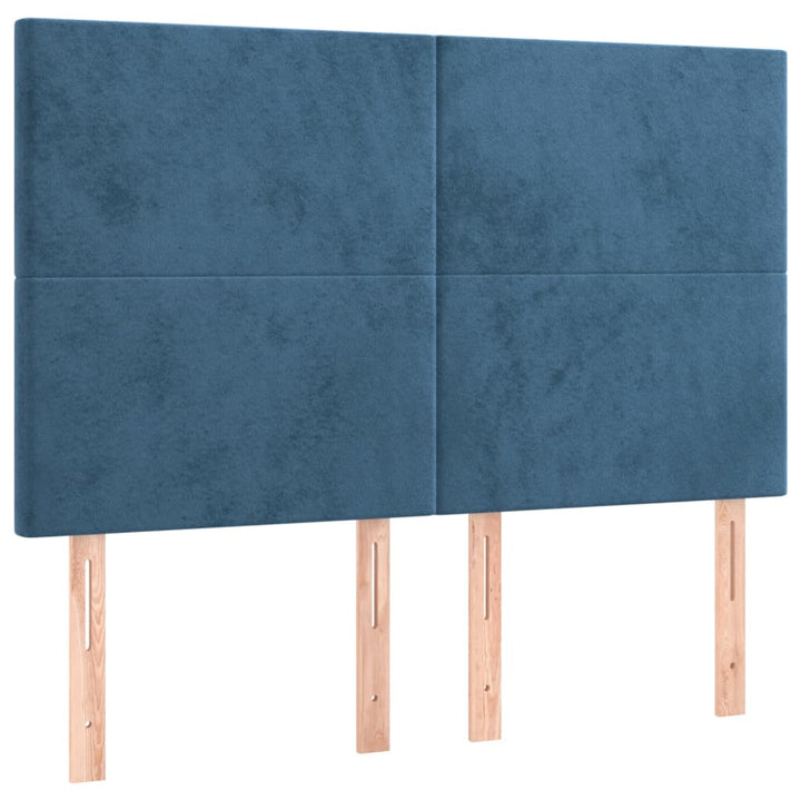sengegavl mørkeblå 144x5x118/128 cm fløjl