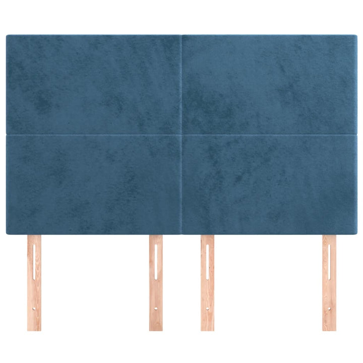 sengegavl mørkeblå 144x5x118/128 cm fløjl