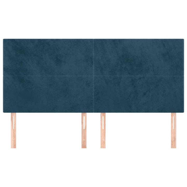 sengegavl mørkeblå 160x5x118/128 cm fløjl