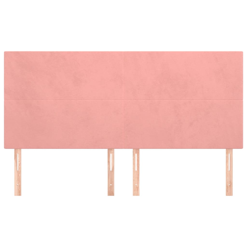 sengegavl lyserød 160x5x118/128 cm fløjl