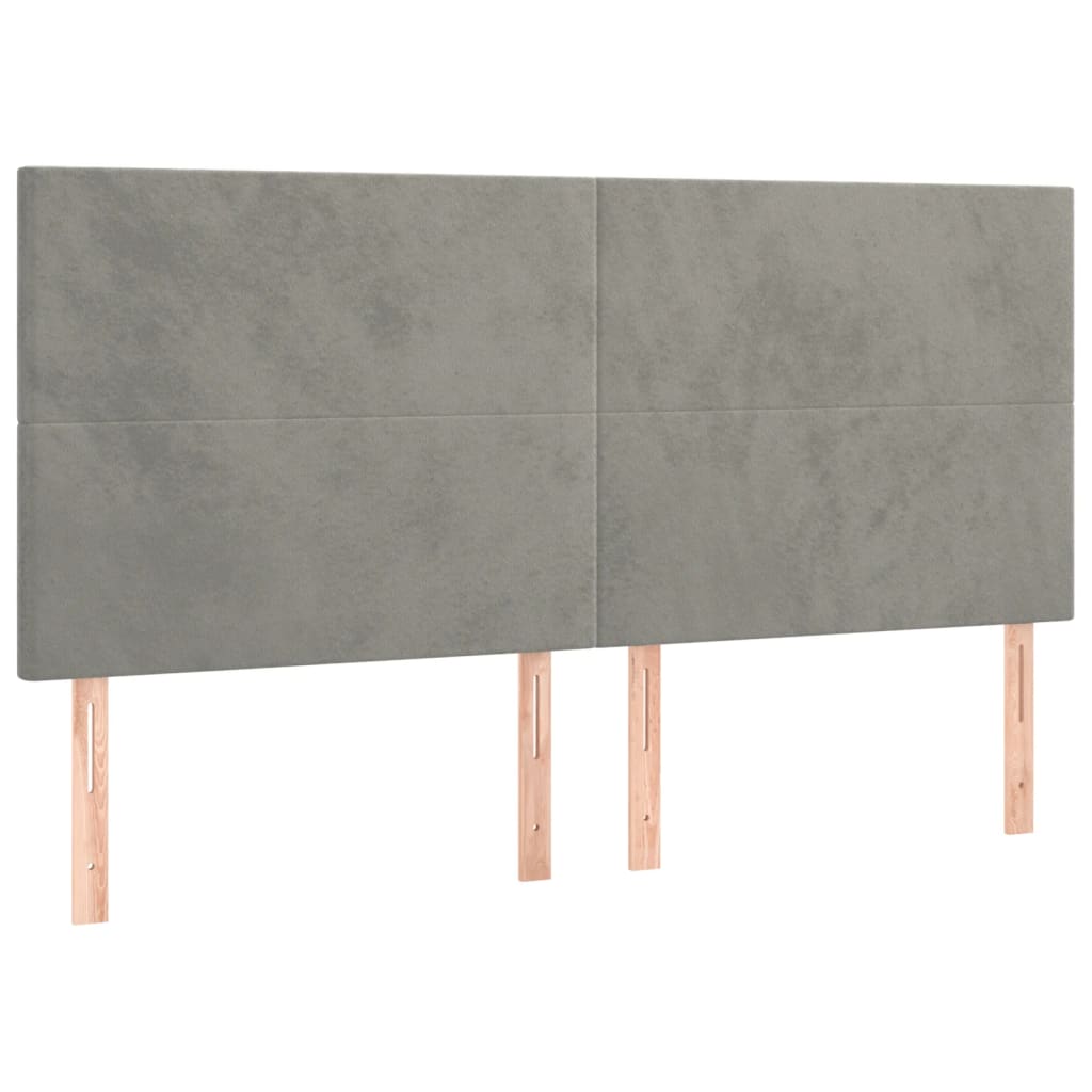 sengegavl lysegrå 180x5x118/128 cm fløjl