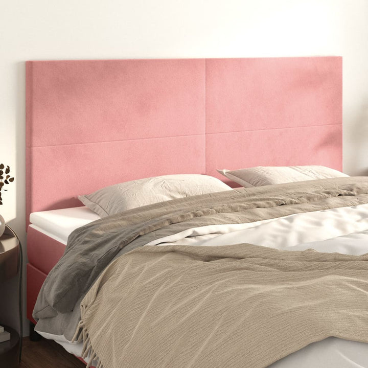 sengegavl lyserød 180x5x118/128 cm fløjl