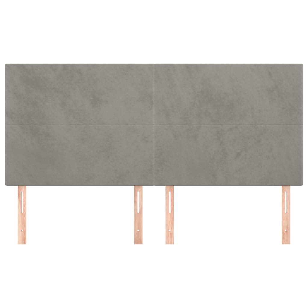 sengegavl lysegrå 200x5x118/128 cm fløjl