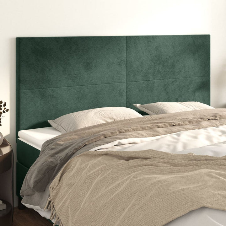 sengegavl mørkegrøn 200x5x118/128 cm fløjl