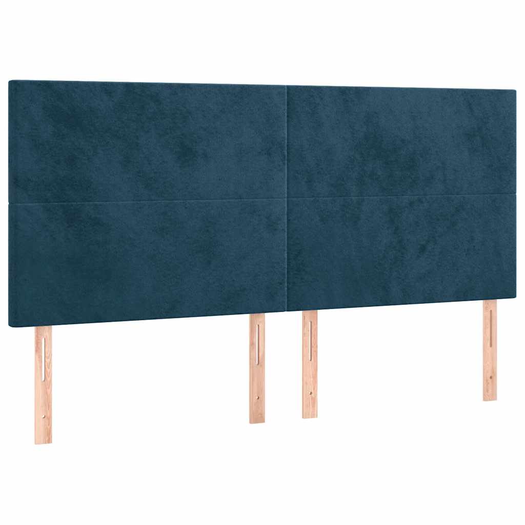 sengegavl mørkeblå 200x5x118/128 cm fløjl