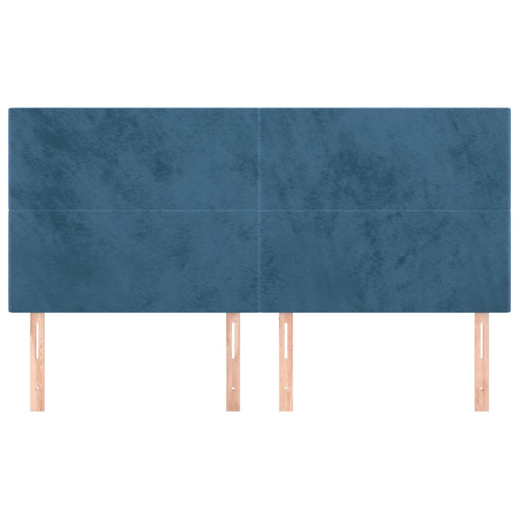 sengegavl mørkeblå 200x5x118/128 cm fløjl