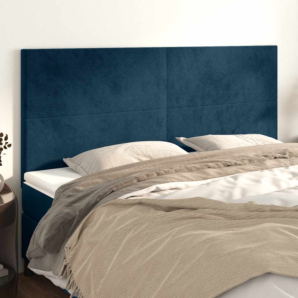 sengegavl mørkeblå 200x5x118/128 cm fløjl