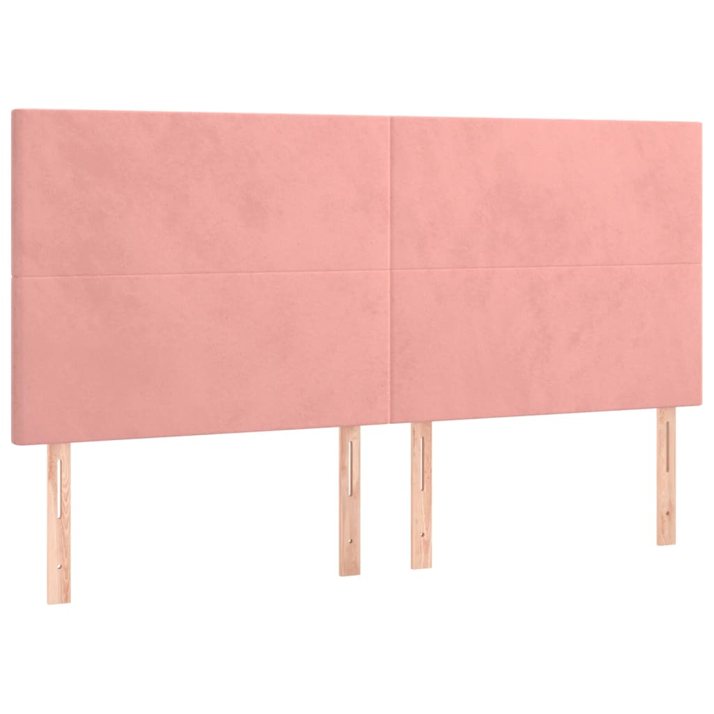 sengegavl lyserød 200x5x118/128 cm fløjl