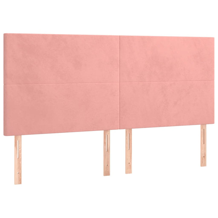 sengegavl lyserød 200x5x118/128 cm fløjl