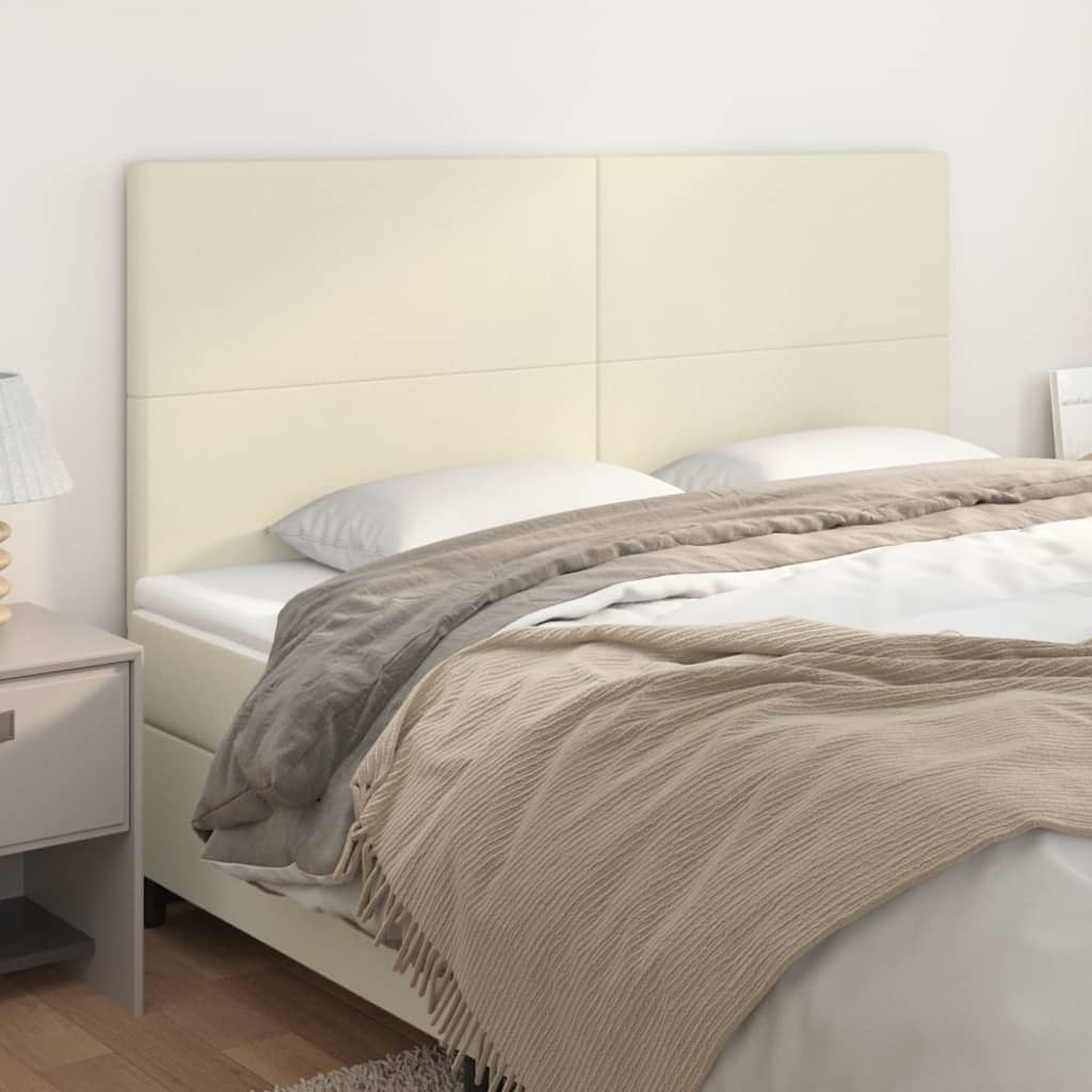 sengegavl cremefarvet 200x5x118/128 cm kunstlæder