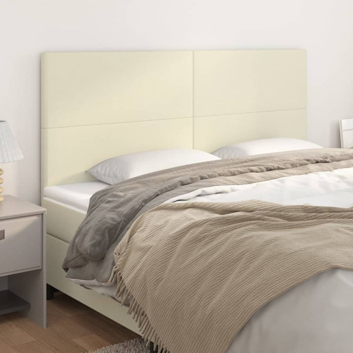 sengegavl cremefarvet 200x5x118/128 cm kunstlæder