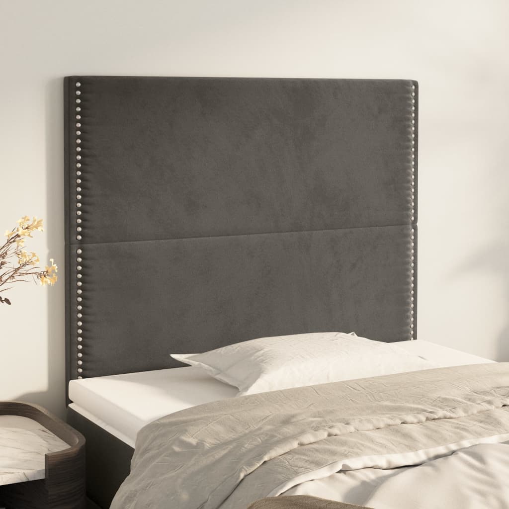 sengegavl mørkegrå 90x5x118/128 cm fløjl