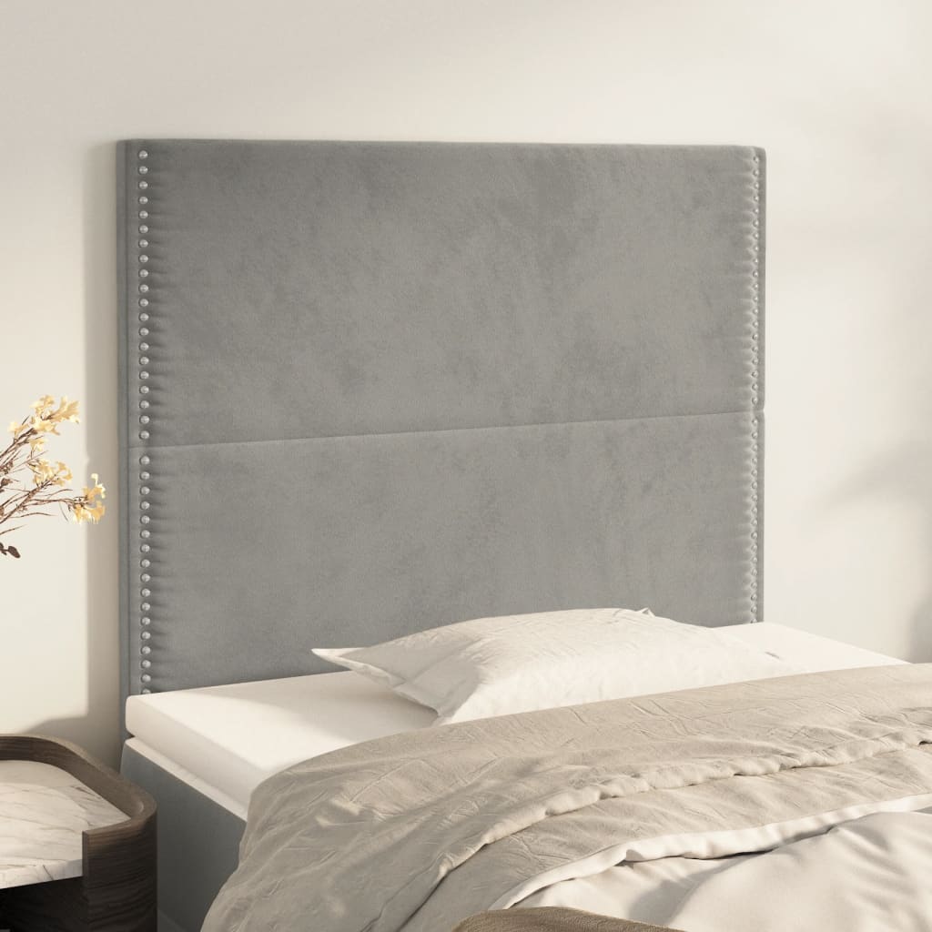 sengegavl lysegrå 100x5x118/128 cm fløjl