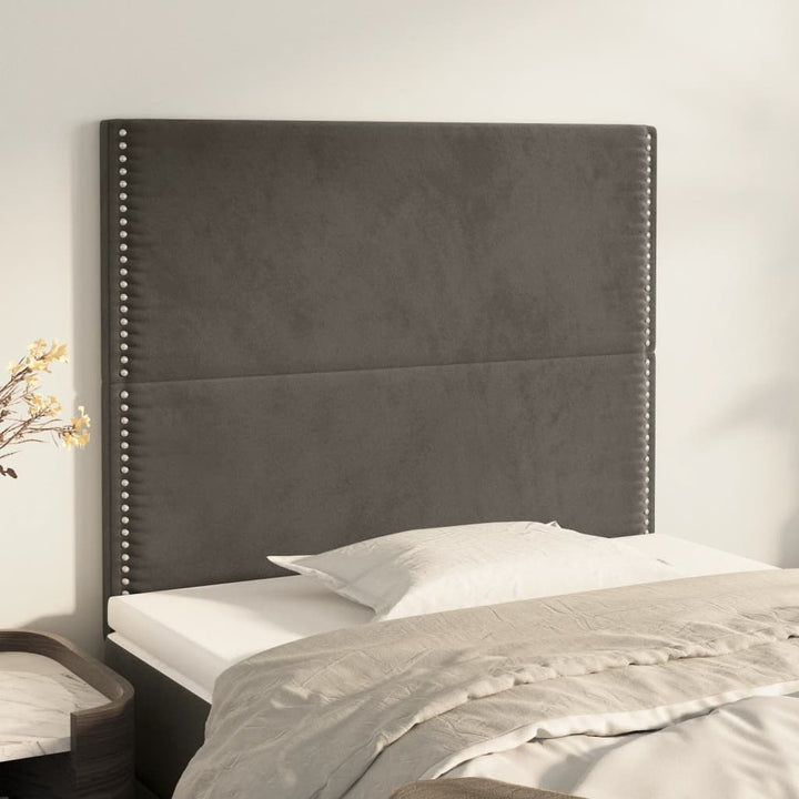 sengegavl mørkegrå 100x5x118/128 cm fløjl