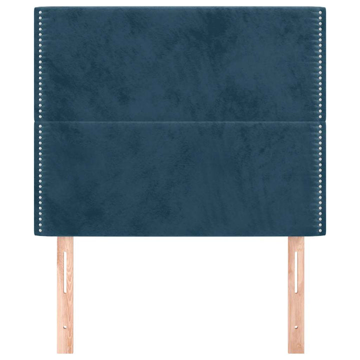 sengegavl mørkeblå 100x5x118/128 cm fløjl