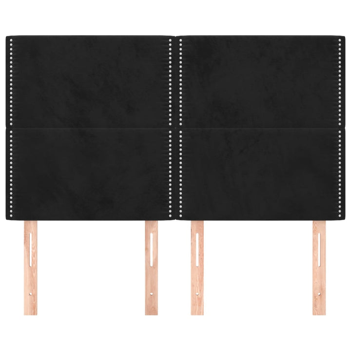 sengegavl sort 144x5x118/128 cm fløjl