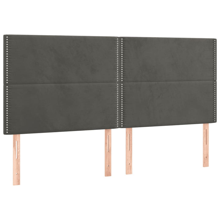 sengegavl mørkegrå 160x5x118/128 cm fløjl