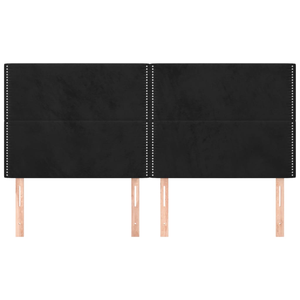 sengegavl sort 160x5x118/128 cm fløjl