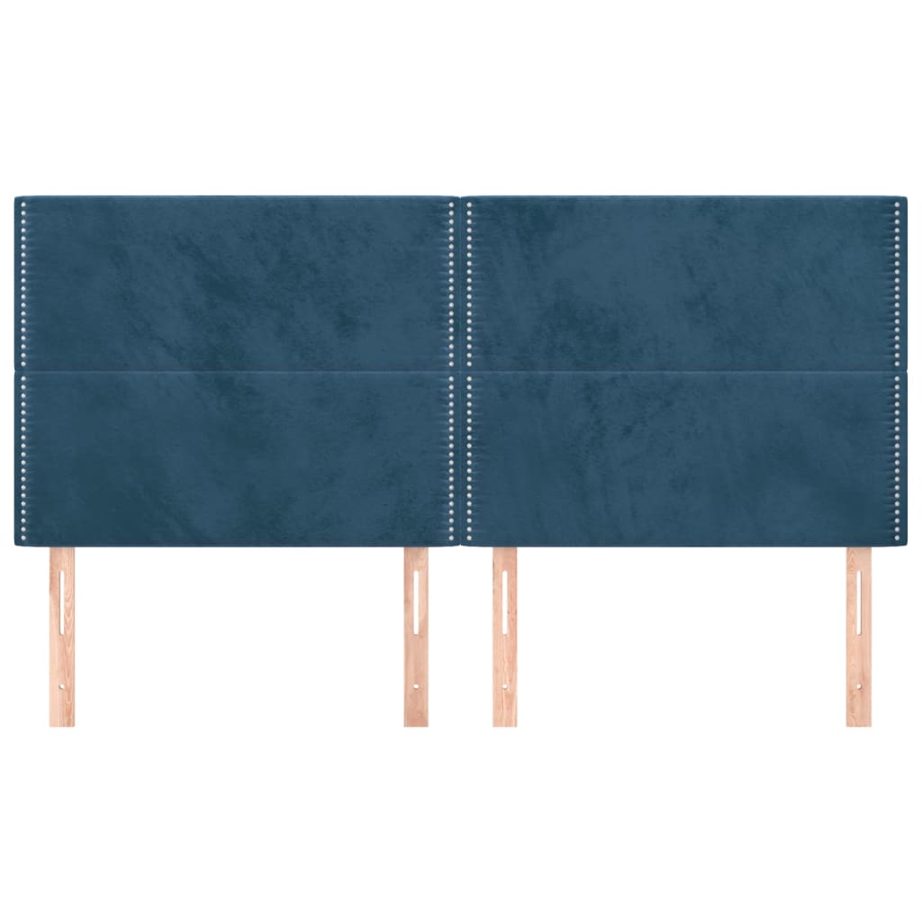 sengegavl mørkeblå 160x5x118/128 cm fløjl