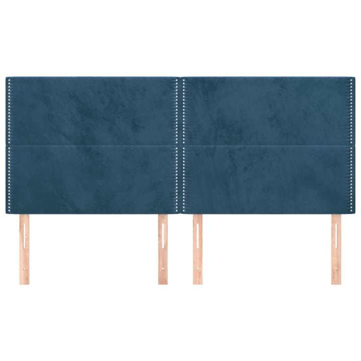 sengegavl mørkeblå 160x5x118/128 cm fløjl