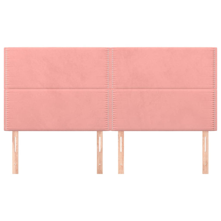 sengegavl lyserød 160x5x118/128 cm fløjl
