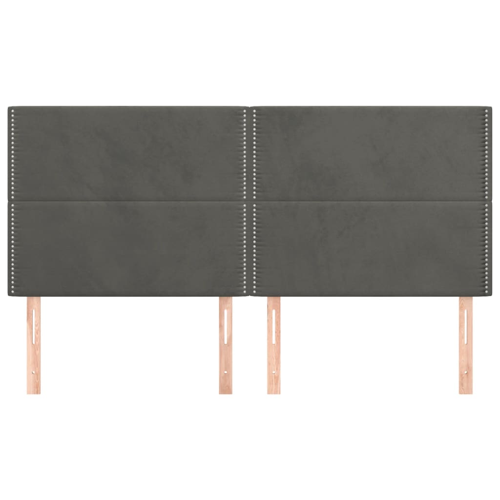 sengegavl mørkegrå 180x5x118/128 cm fløjl