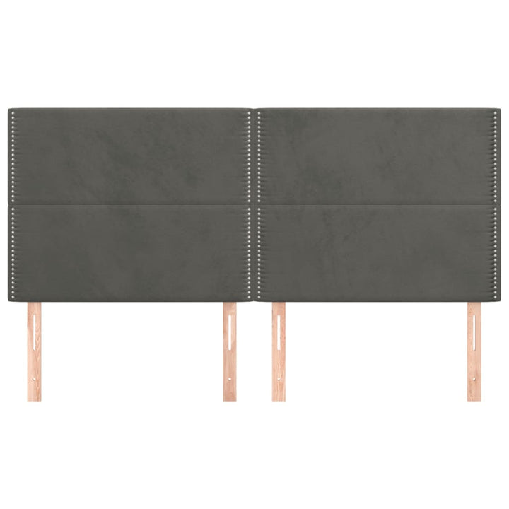 sengegavl mørkegrå 200x5x118/128 cm fløjl