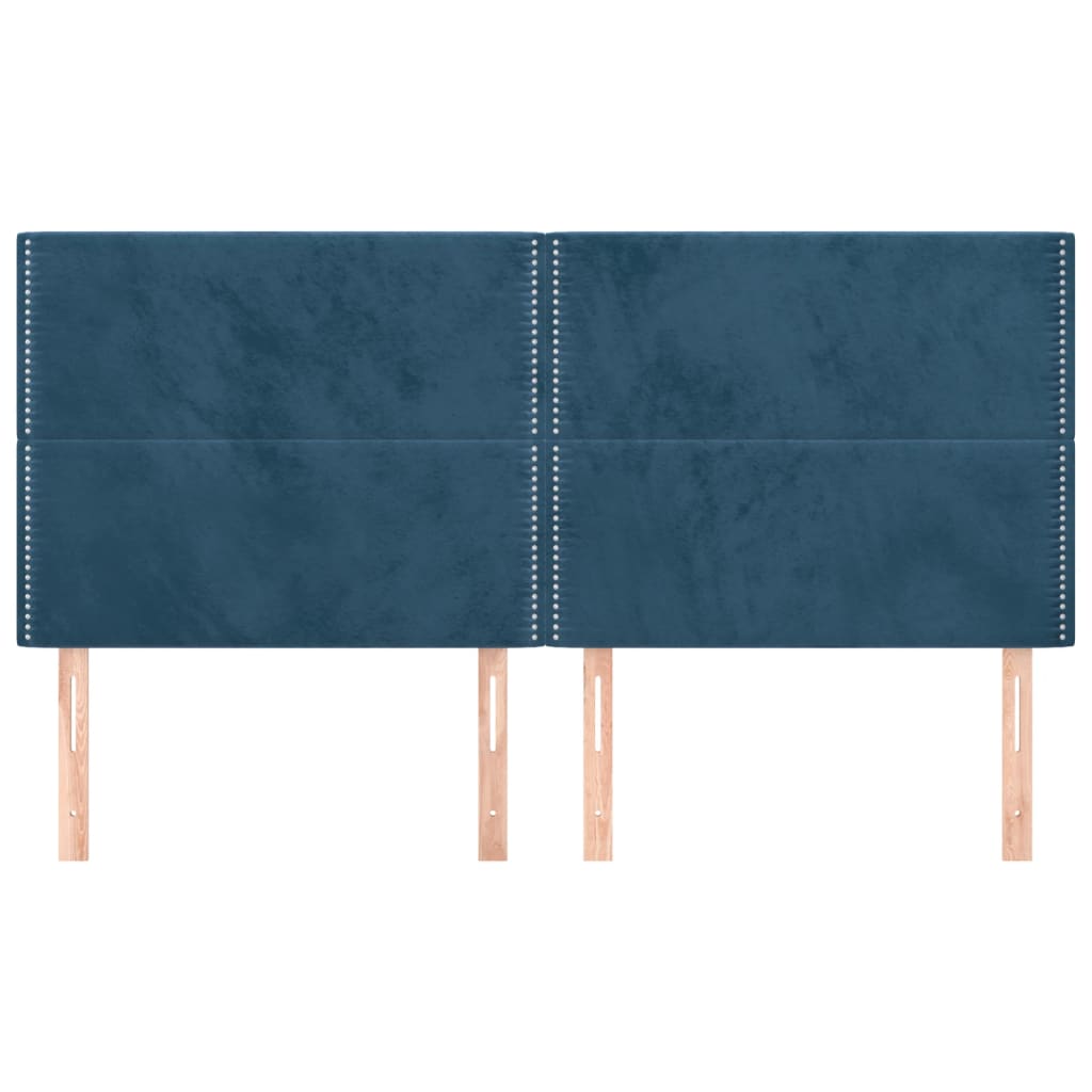 sengegavl mørkeblå 200x5x118/128 cm fløjl