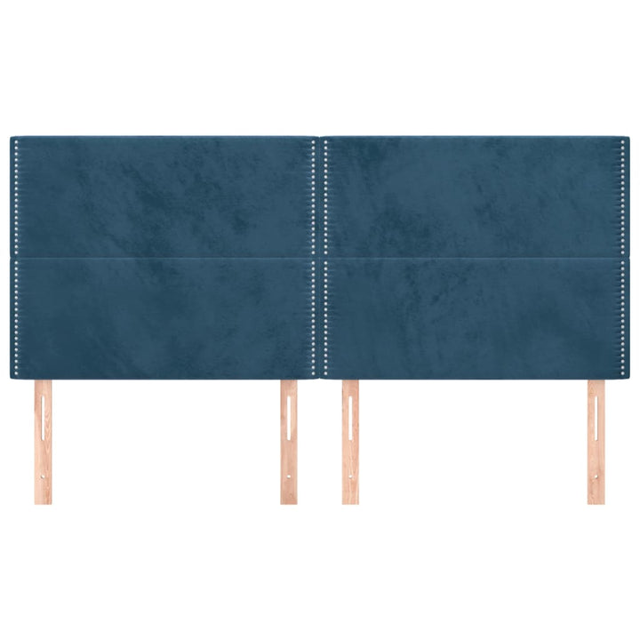 sengegavl mørkeblå 200x5x118/128 cm fløjl