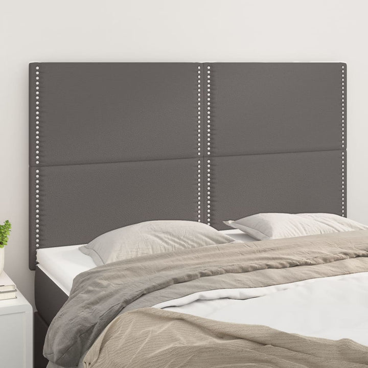 sengegavl grå 144x5x118/128 cm kunstlæder
