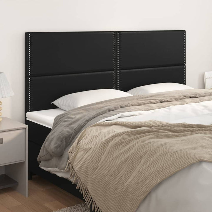 sengegavl sort 200x5x118/128 cm kunstlæder