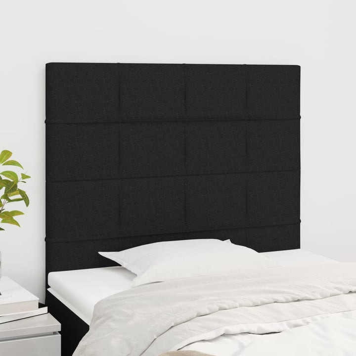 sengegavl sort 100x5x118/128 cm stof