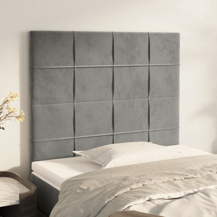 sengegavl lysegrå 100x5x118/128 cm fløjl