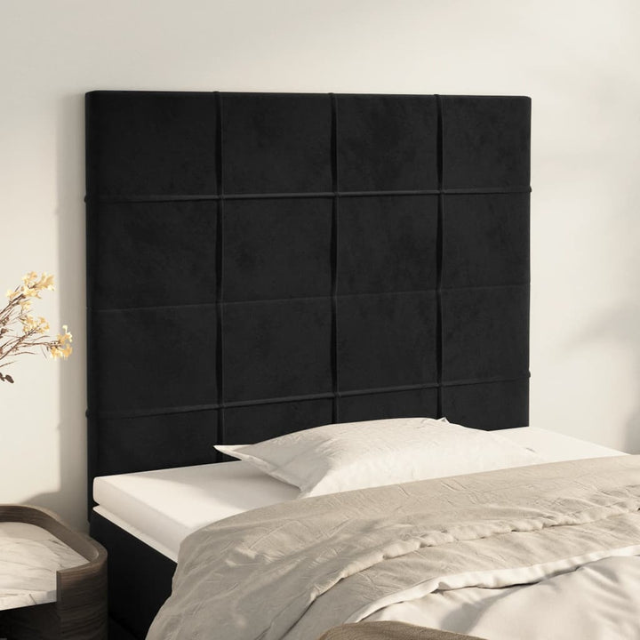 sengegavl sort 100x5x118/128 cm fløjl