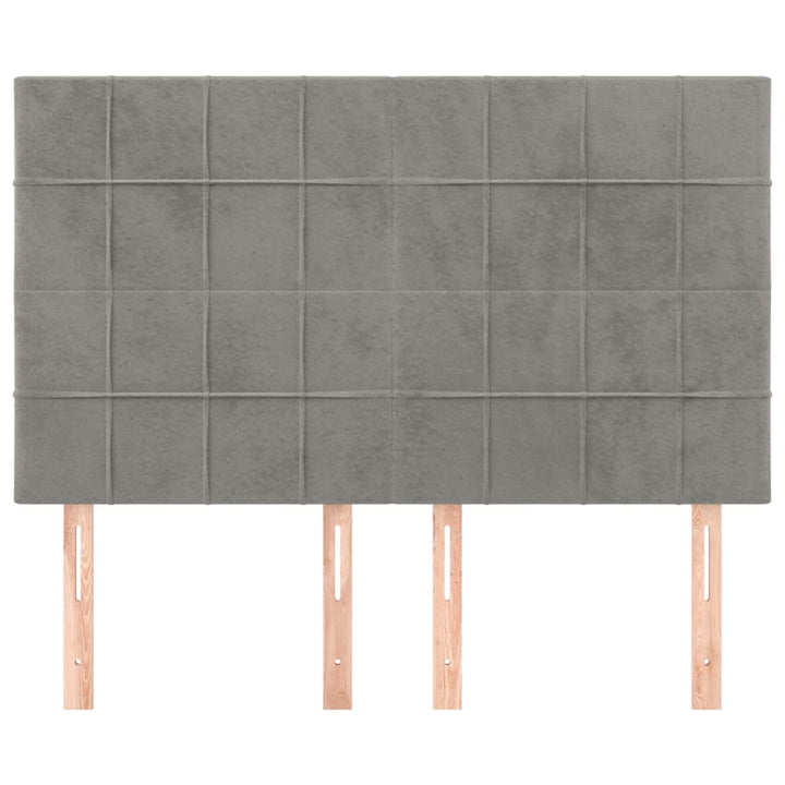 sengegavl lysegrå 144x5x118/128 cm fløjl