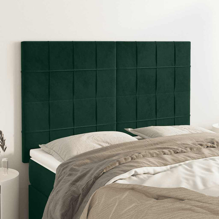 sengegavl mørkegrøn 144x5x118/128 cm fløjl