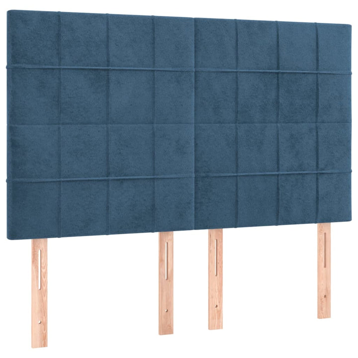 sengegavl mørkeblå 144x5x118/128 cm fløjl