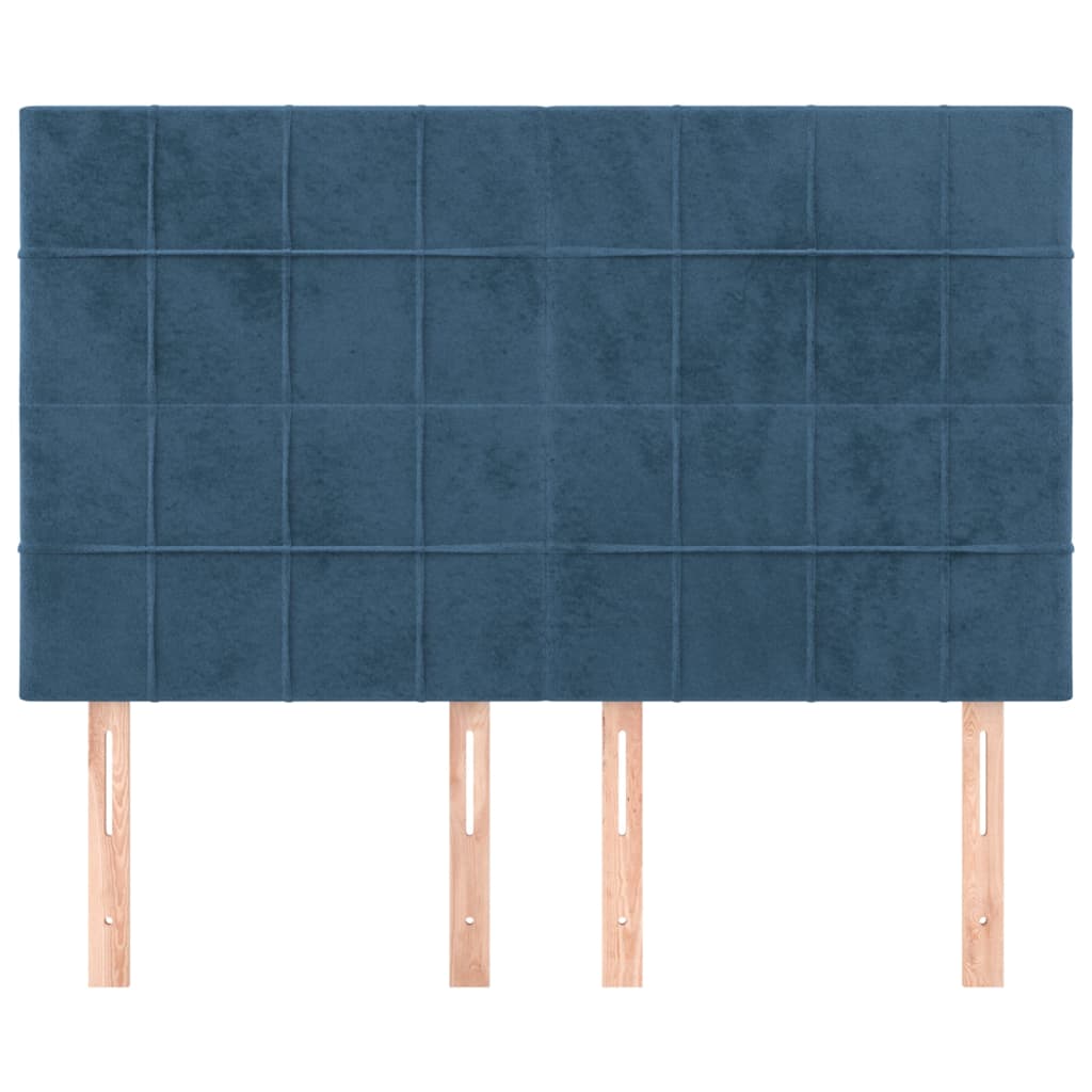 sengegavl mørkeblå 144x5x118/128 cm fløjl